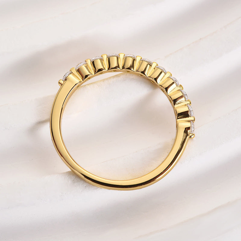 Classic Round Cut Half Eternity Thin Women's Wedding Band