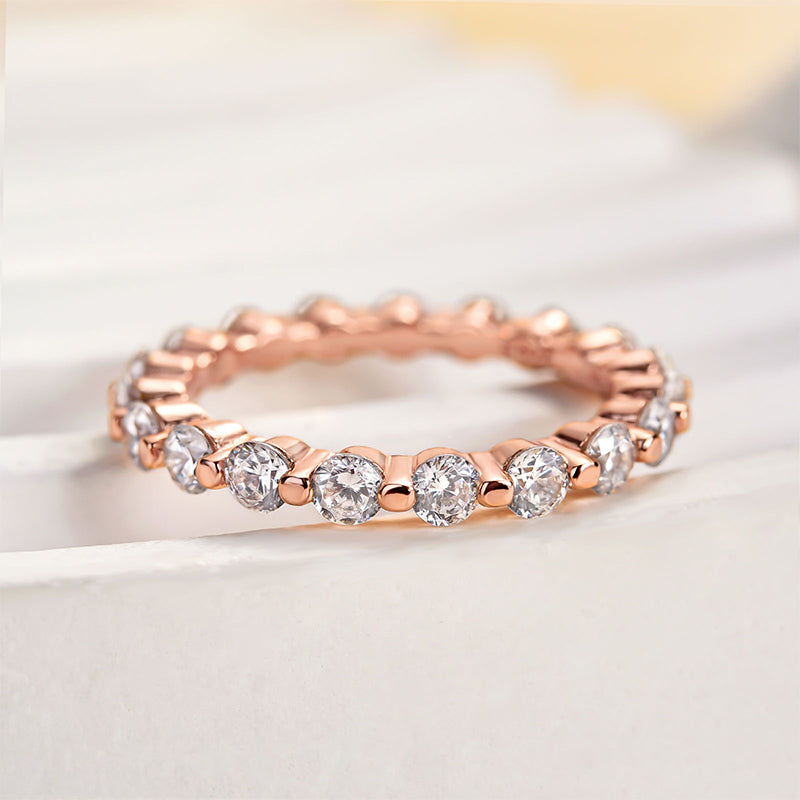 Sterling Silver Eternity Round Cut Women's Stackable Wedding Band