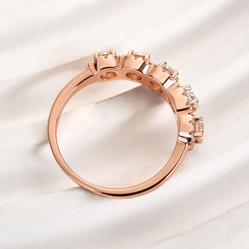 Halo Round Cut Five Stone Anniversary Ring for Her