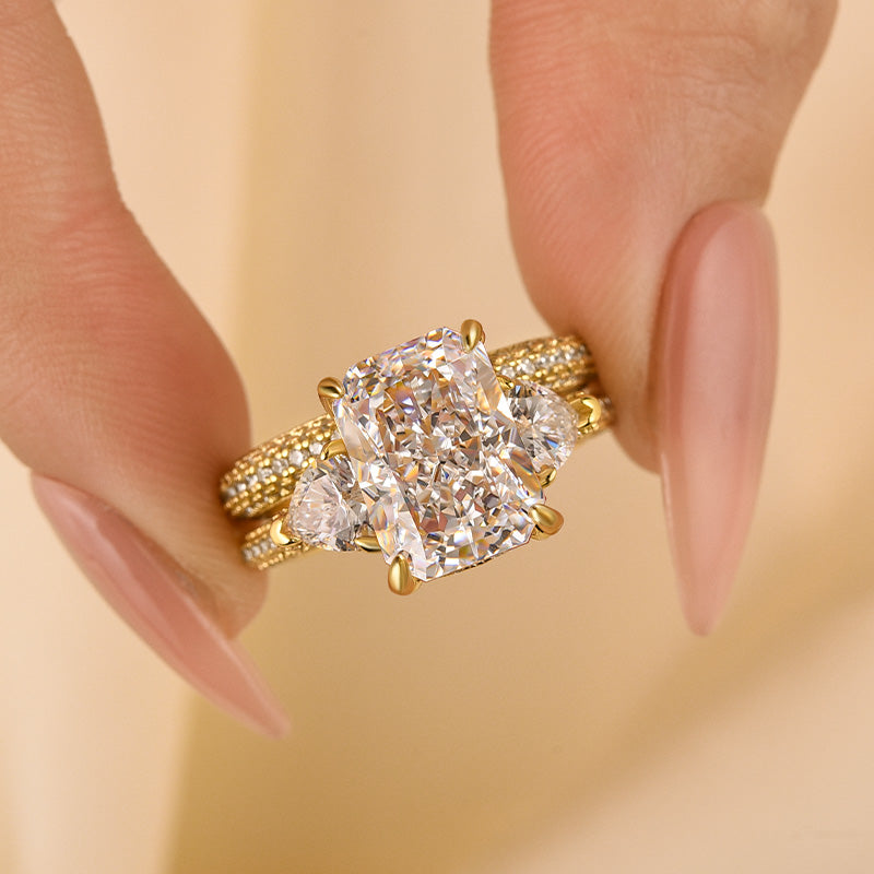 Honorable Radiant Cut & Heart Cut Wedding Set For Women In Sterling Silver