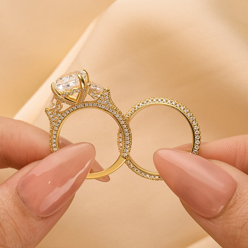 Honorable Radiant Cut & Heart Cut Wedding Set For Women In Sterling Silver