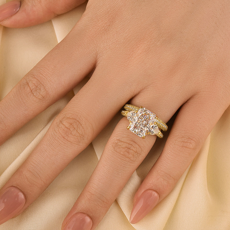Honorable Radiant Cut & Heart Cut Wedding Set For Women In Sterling Silver