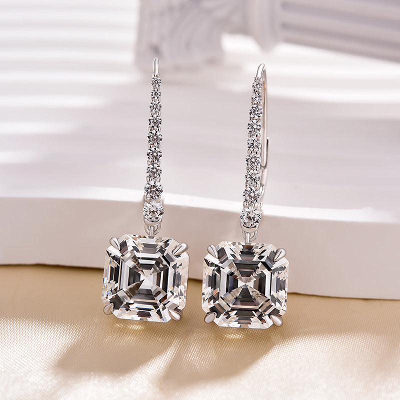 8.0Ct Elegant Asscher Cut Women's Earrings In Sterling Silver