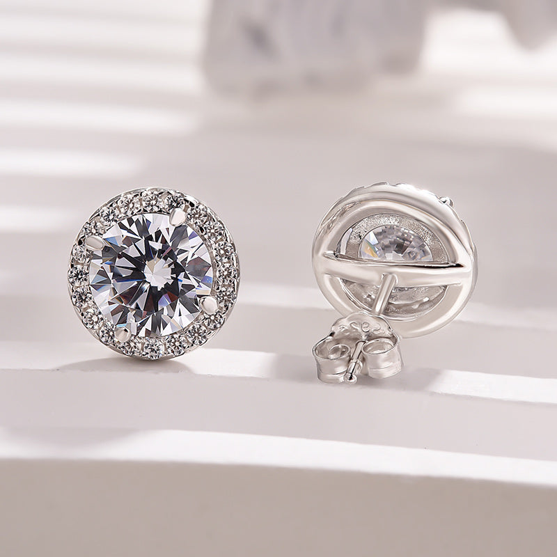 1.25 Ct Halo Round Cut Women's Stud Earrings