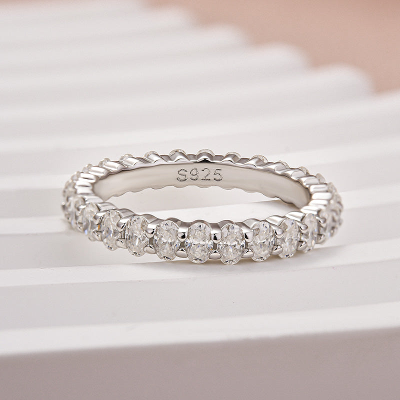 Ahabobo Moissanite 3.0 Ct Oval Cut Full Wedding Band for Women