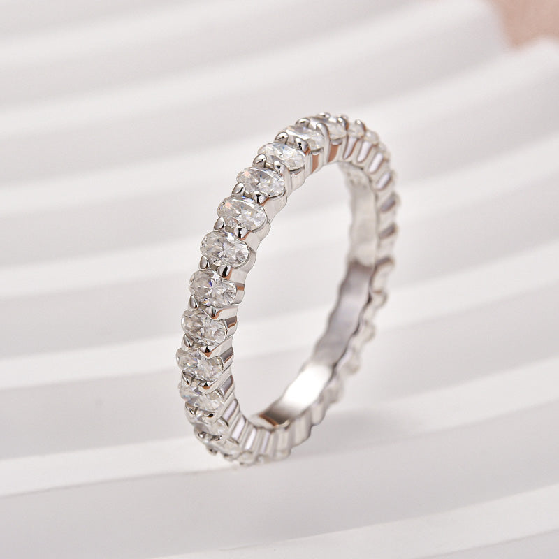 Ahabobo Moissanite 3.0 Ct Oval Cut Full Wedding Band for Women