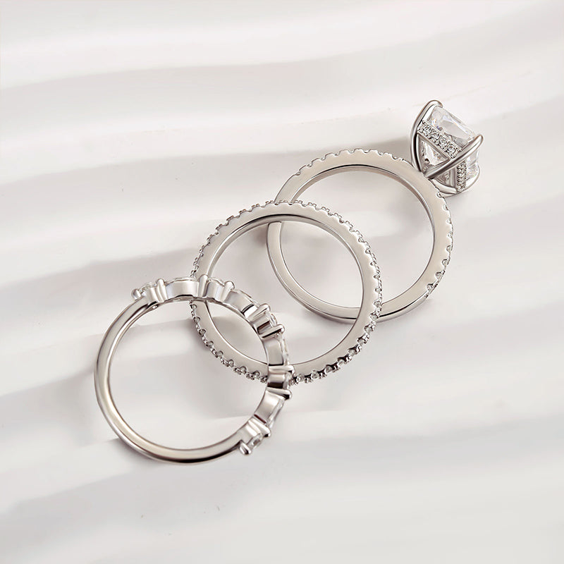 3.5 Carat Radiant Cut Simulated Diamond Wedding Ring with Round & Marquise Accents Bands