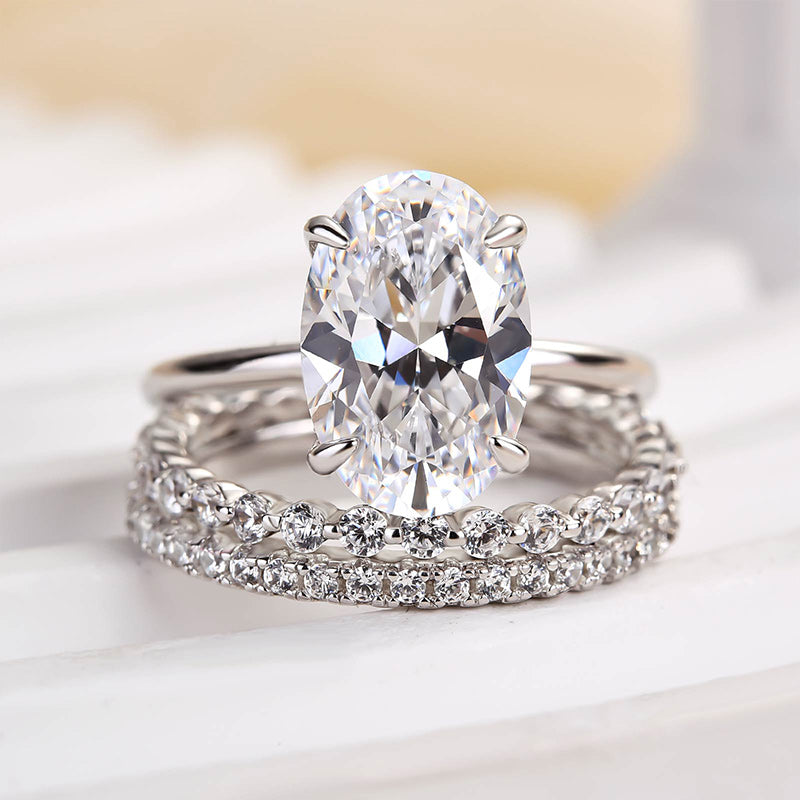 4.0Ct Oval Cut Women's Wedding Ring Set Travle Ring In Sterling Silver