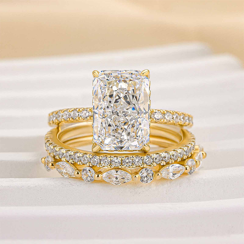 3.5 Carat Radiant Cut Simulated Diamond Wedding Ring with Round & Marquise Accents Bands