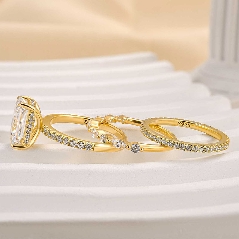3.5 Carat Radiant Cut Simulated Diamond Wedding Ring with Round & Marquise Accents Bands