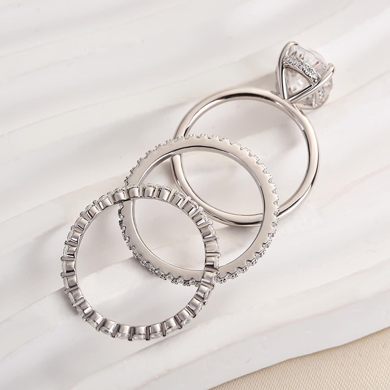 4.0Ct Oval Cut Women's Wedding Ring Set Travle Ring In Sterling Silver