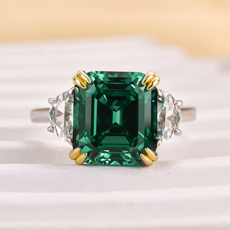 4.5 Carat Paraiba Tourmaline Asscher Cut Three Stone Women's Engagement Ring In Sterling Silver