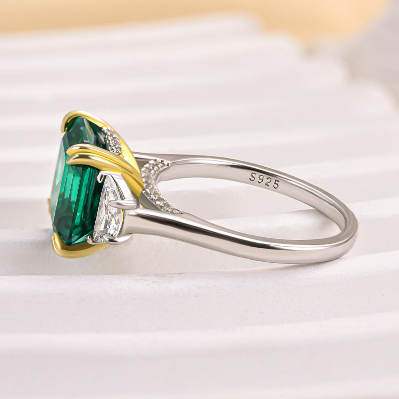 4.5 Carat Paraiba Tourmaline Asscher Cut Three Stone Women's Engagement Ring In Sterling Silver