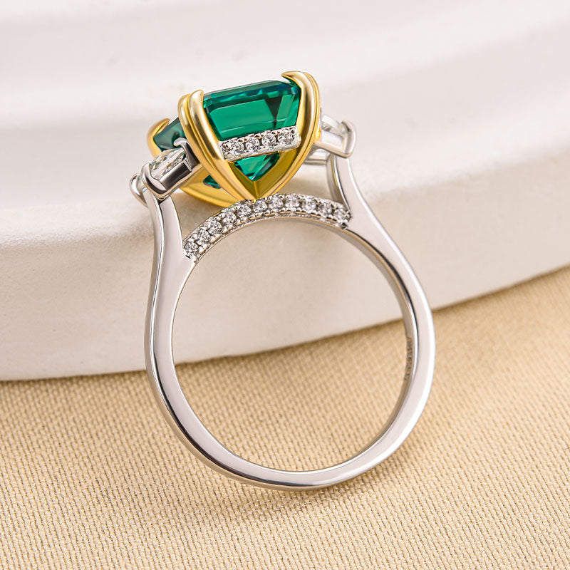 4.5 Carat Paraiba Tourmaline Asscher Cut Three Stone Women's Engagement Ring In Sterling Silver