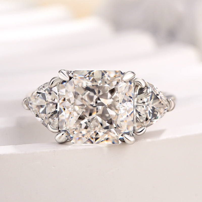 Exclusive Crushed Ice Radiant Cut Three Stone Engagement Ring