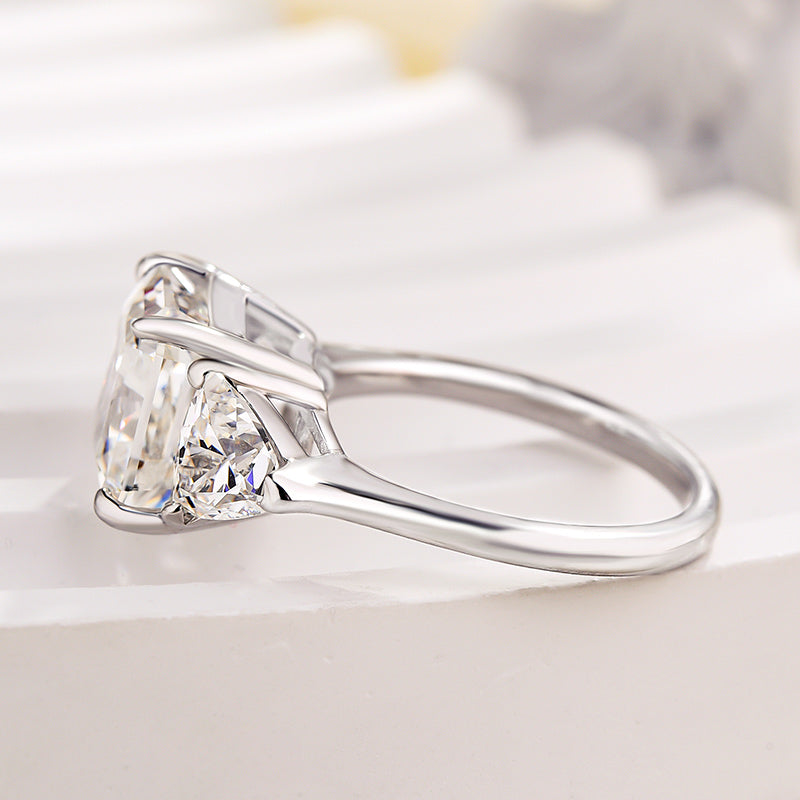 Exclusive Crushed Ice Radiant Cut Three Stone Engagement Ring
