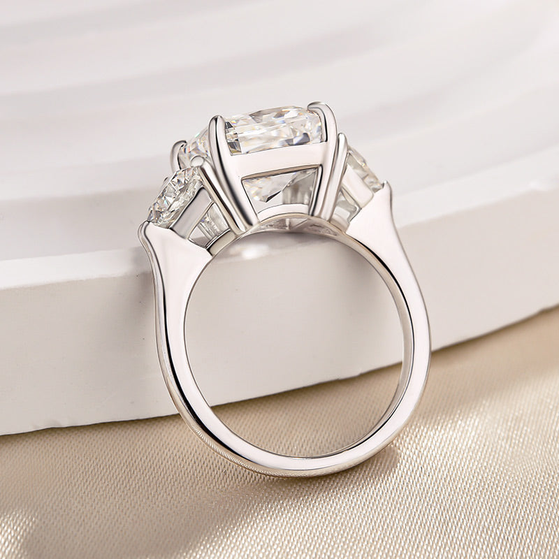 Exclusive Crushed Ice Radiant Cut Three Stone Engagement Ring