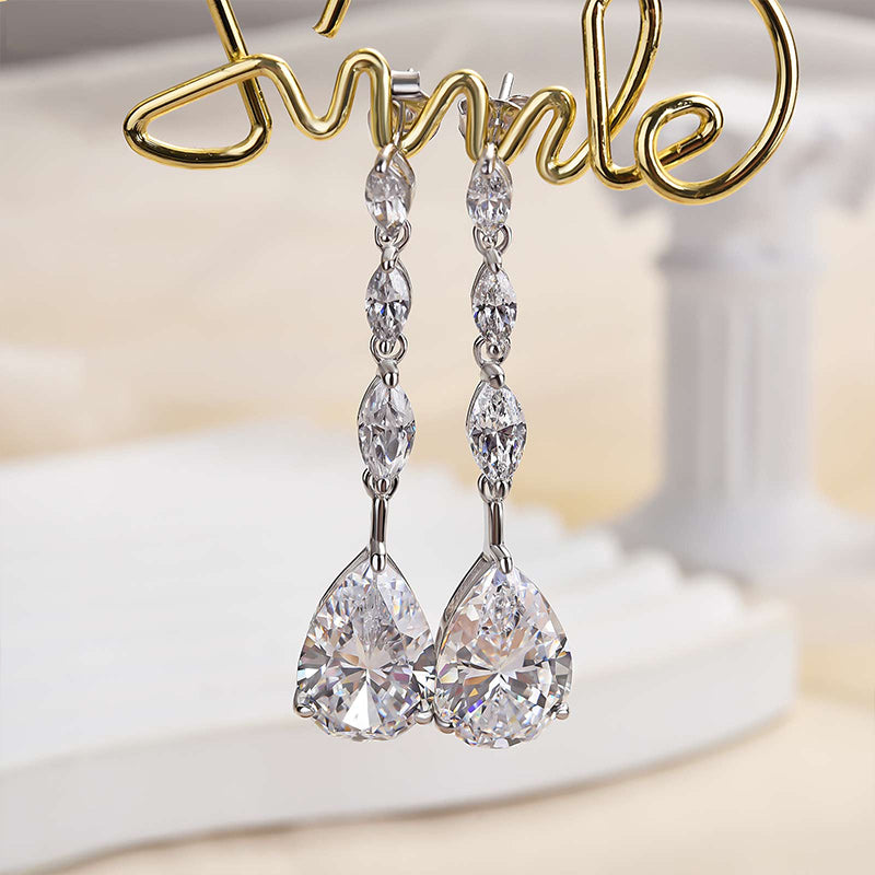 6.5Ct Outstanding Pear Cut Women's Earrings In Sterling Silver