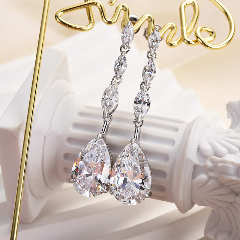 6.5Ct Outstanding Pear Cut Women's Earrings In Sterling Silver