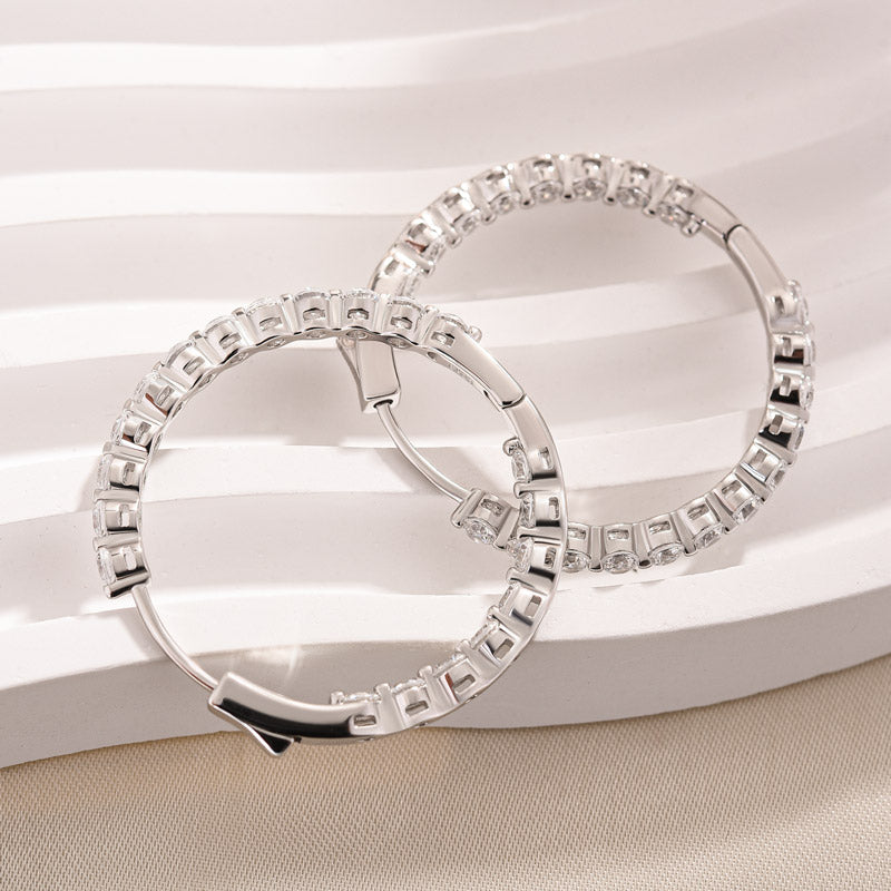 1.0Ct Sparkle Round Cut Women's Hoop Earrings In Sterling Silver