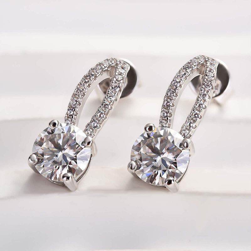 1.0Ct Moissanite Exclusive Round Cut Stud Earrings
