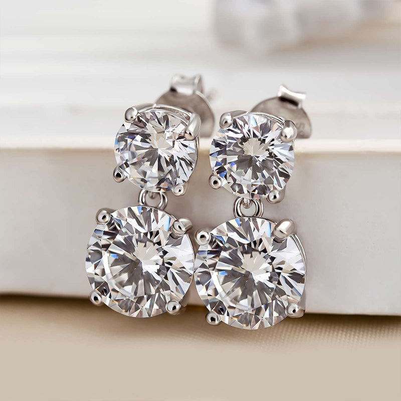 2.0Ct Exquisite Round Cut Drop Earrings In Sterling Silver