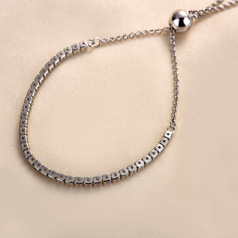 Sparking Tennis Bolo Bracelet For Women In Sterling Silver