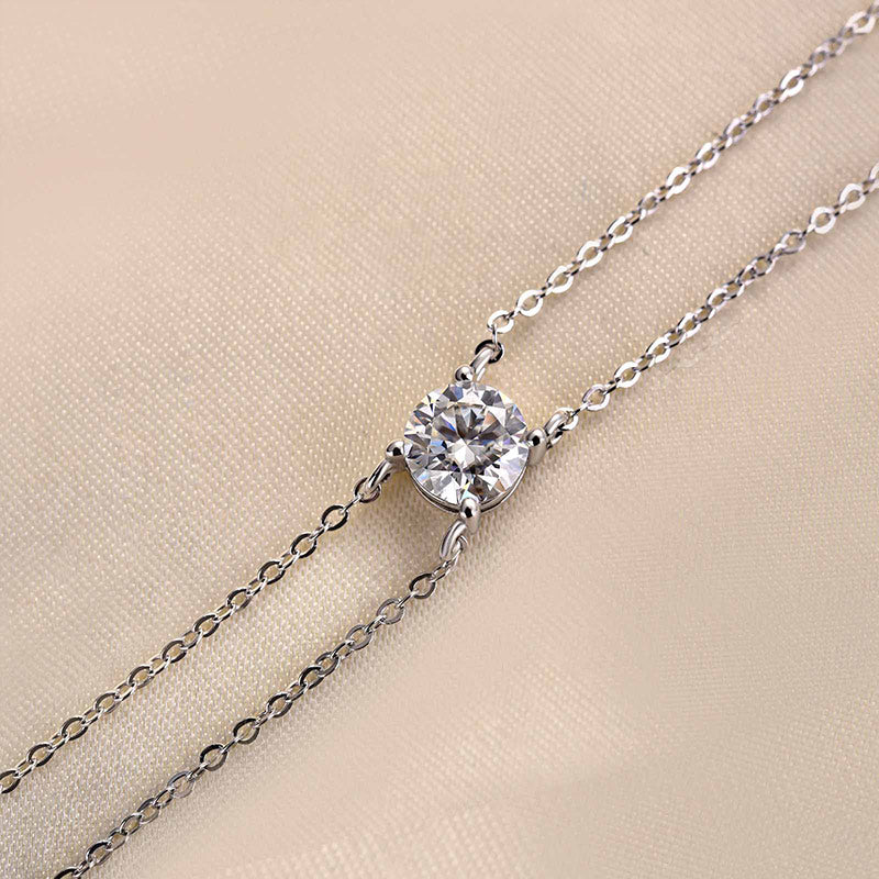 Moissanite 4 Prongs 1.0 Carat Round Cut Bracelet