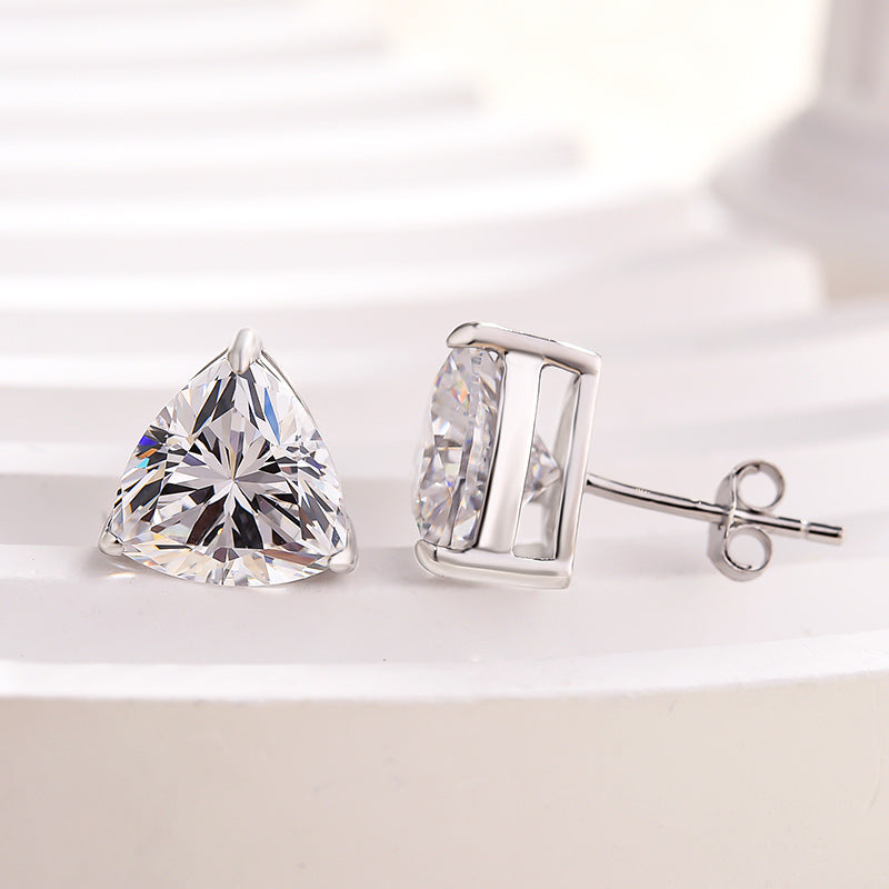 3.0Ct Dainty Trillion Cut Earrings In Sterling Silver
