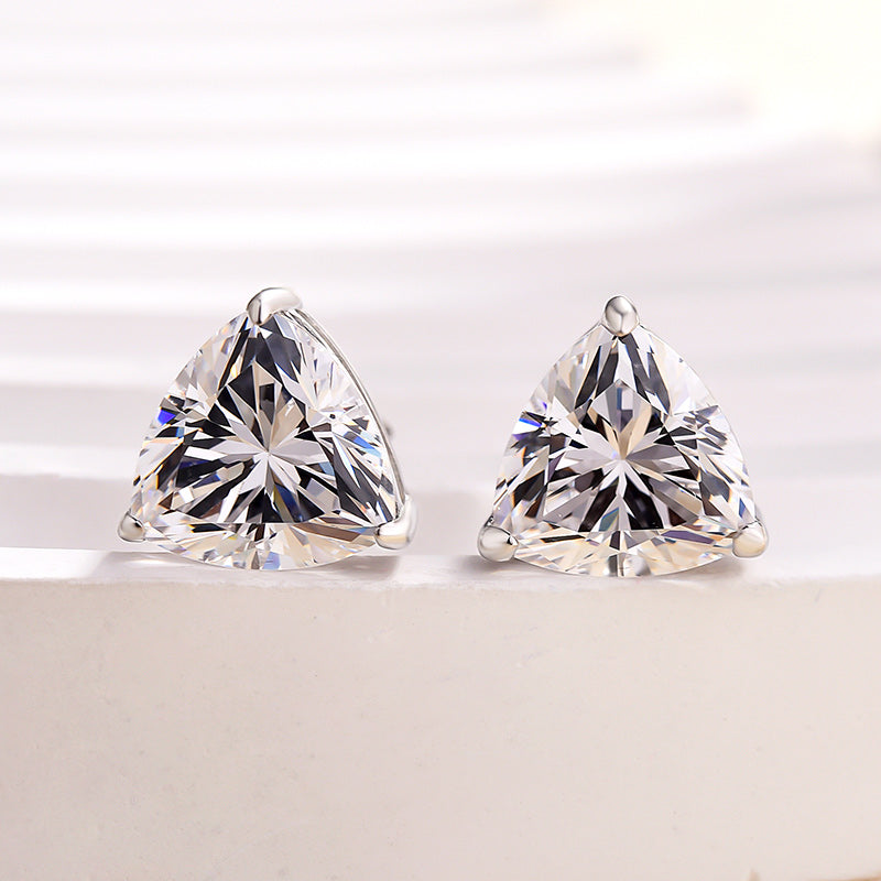 3.0Ct Dainty Trillion Cut Earrings In Sterling Silver