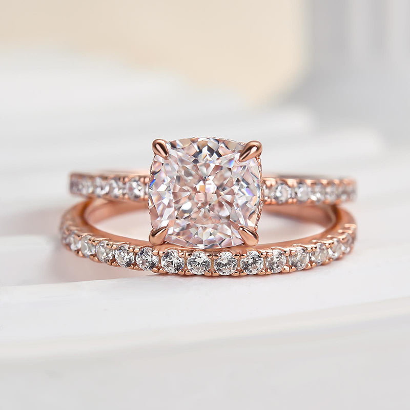 Excellent Cushion Cut Wedding Ring Set For Women In Sterling Silver