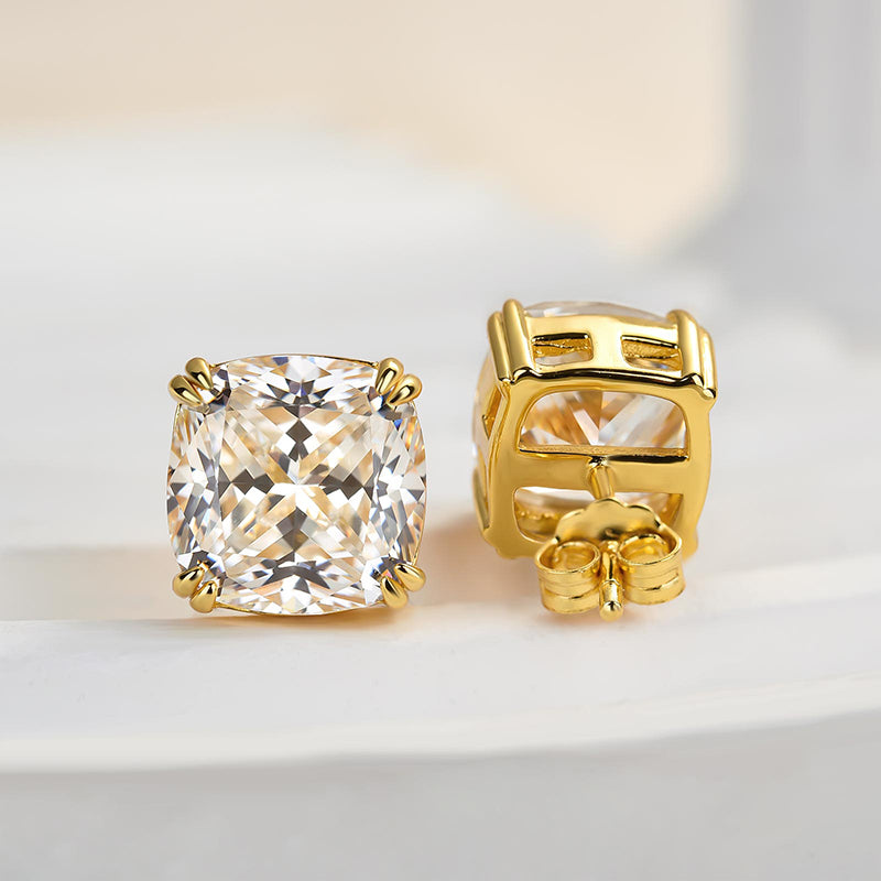 4.2Ct Glittering Crushed Ice Cushion Cut Stud Earrings For Women