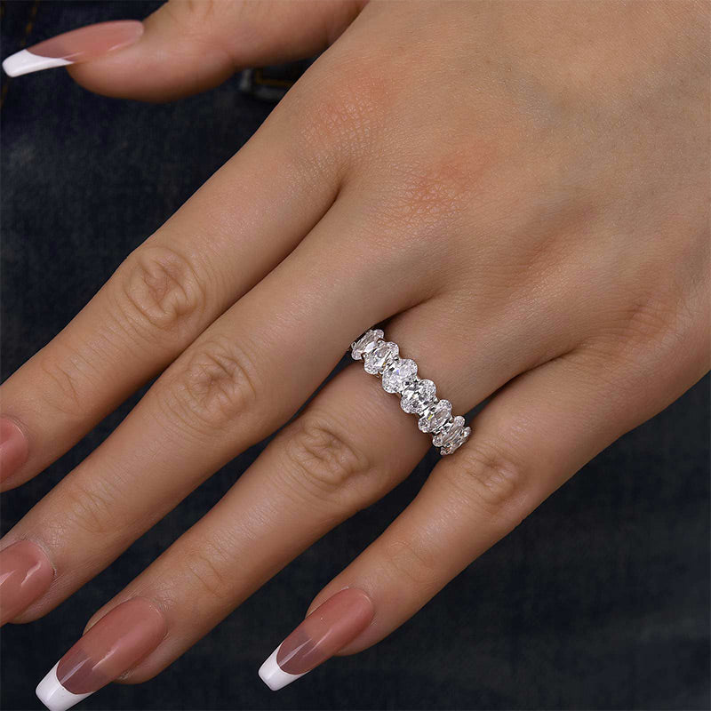 Eternity Oval Cut Simulated Diamonds Wedding Band