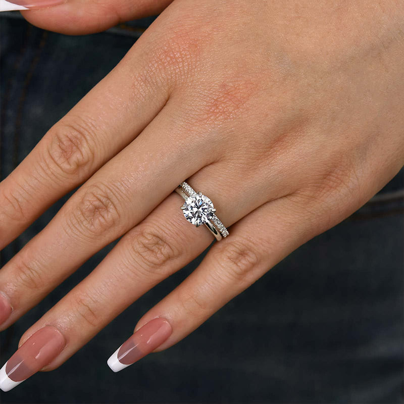 Classic Round Cut Simulated Diamonds Bridal Ring Set