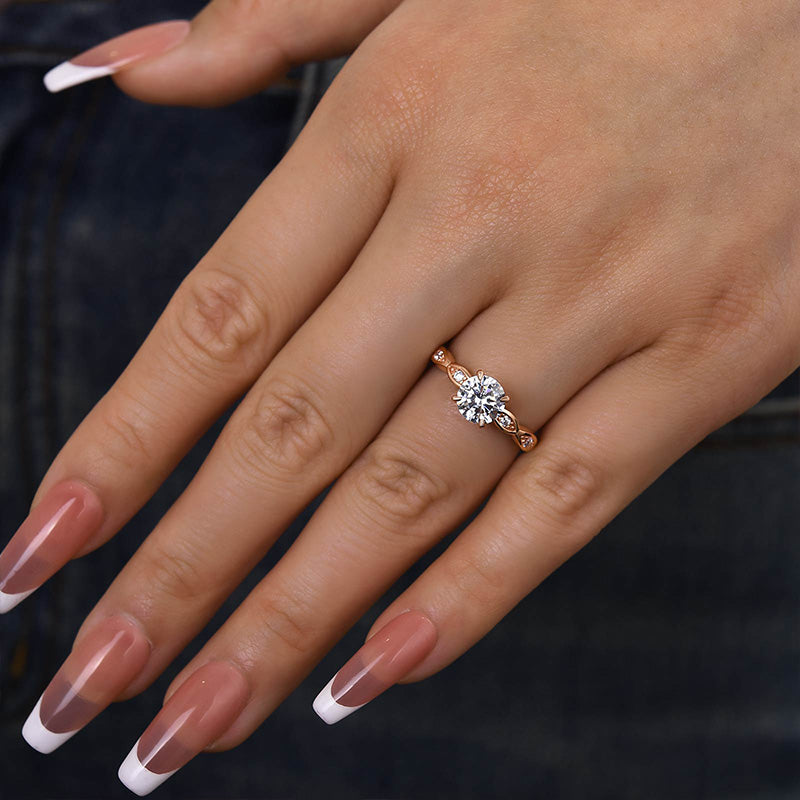 Ahabobo Rose Gold Round Cut Promise Ring