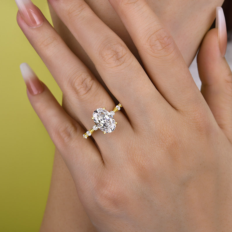 Elegant Oval Cut Engagement Ring In Sterling Silver
