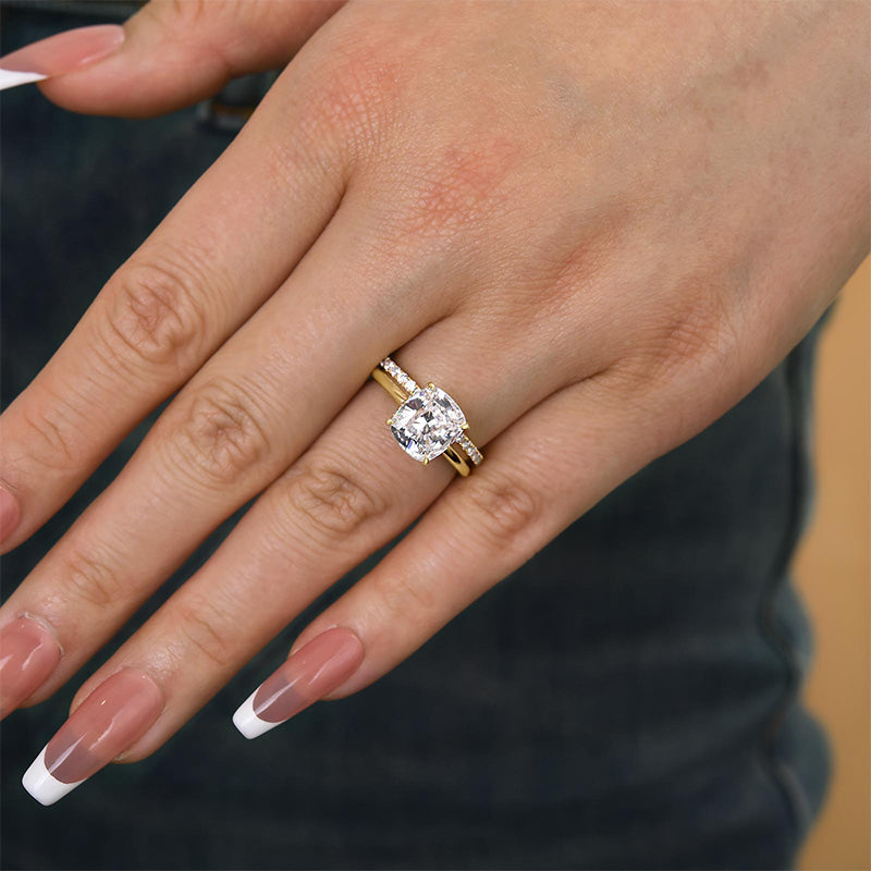 Classic 3.0 Carat Cushion Cut Bridal Set In Sterling Silver