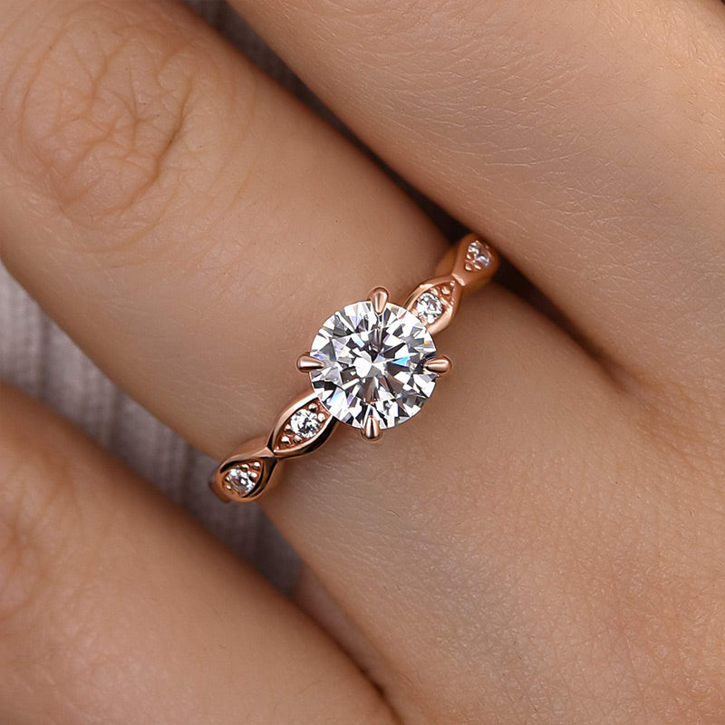 Ahabobo Rose Gold Round Cut Promise Ring