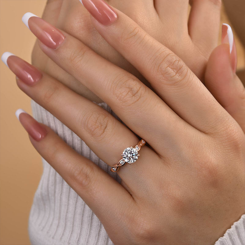 Ahabobo Rose Gold Round Cut Promise Ring