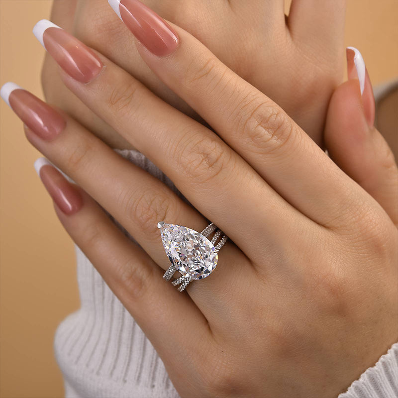 Ahabobo Excellent Crushed Ice Pear Cut Wedding set