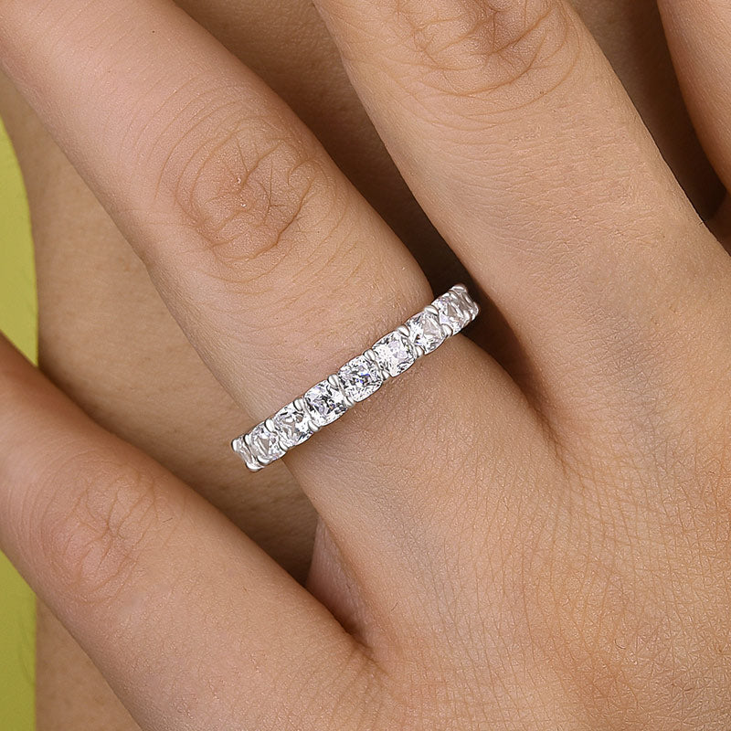 Stunning Cushion Cut Women's Wedding Band In Sterling Silver