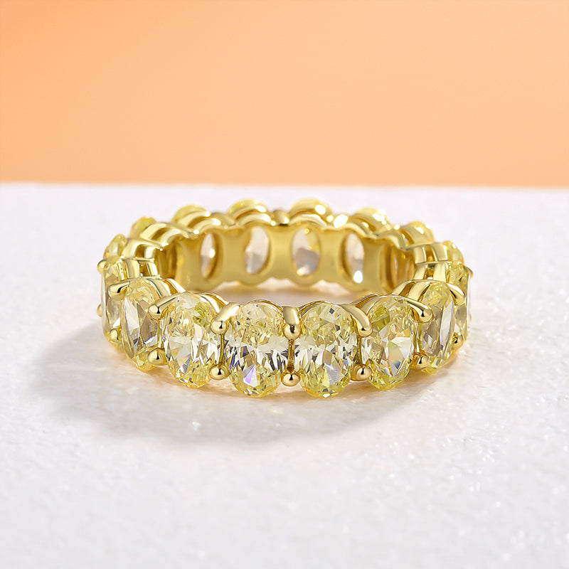 Gorgeous Yellow Gold Oval Cut Yellow Sapphire Wedding Band For Women