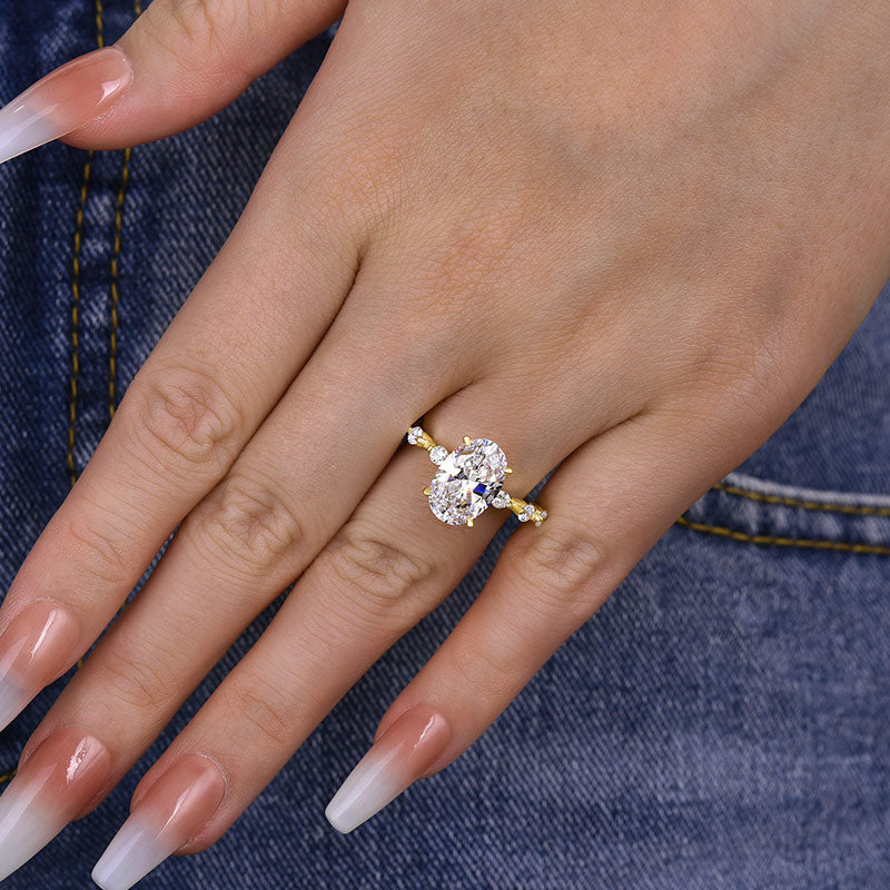 Elegant Oval Cut Engagement Ring In Sterling Silver