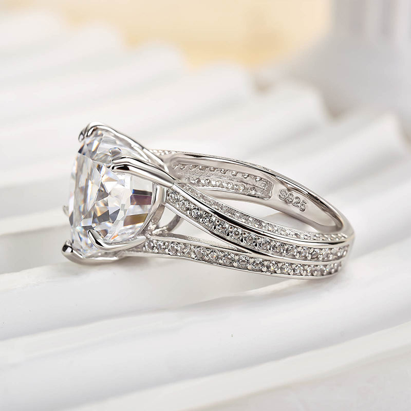 Exquisite 5.0 Carat Heart Cut Engagement Ring In Sterling Silver