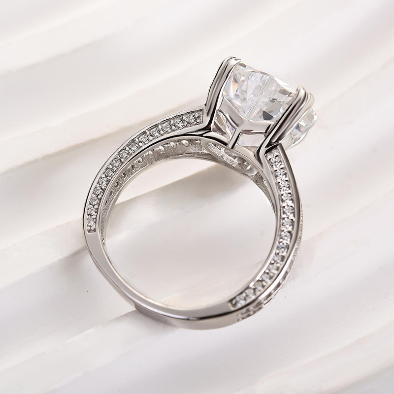 Exquisite 5.0 Carat Heart Cut Engagement Ring In Sterling Silver