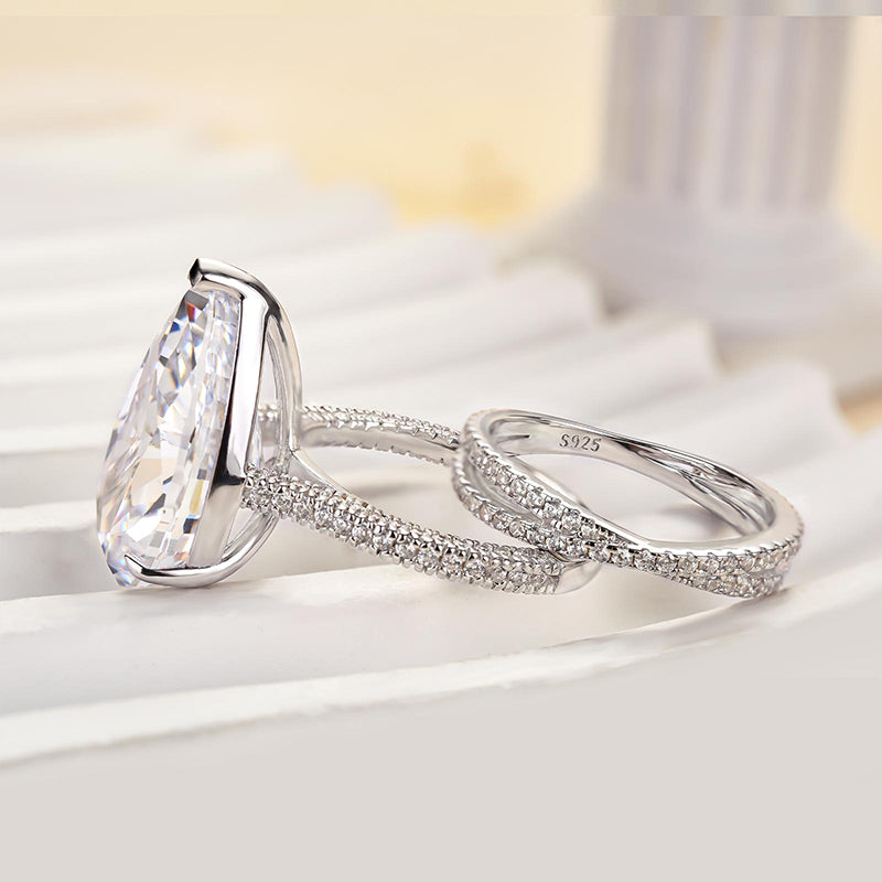 Ahabobo Excellent Crushed Ice Pear Cut Wedding set
