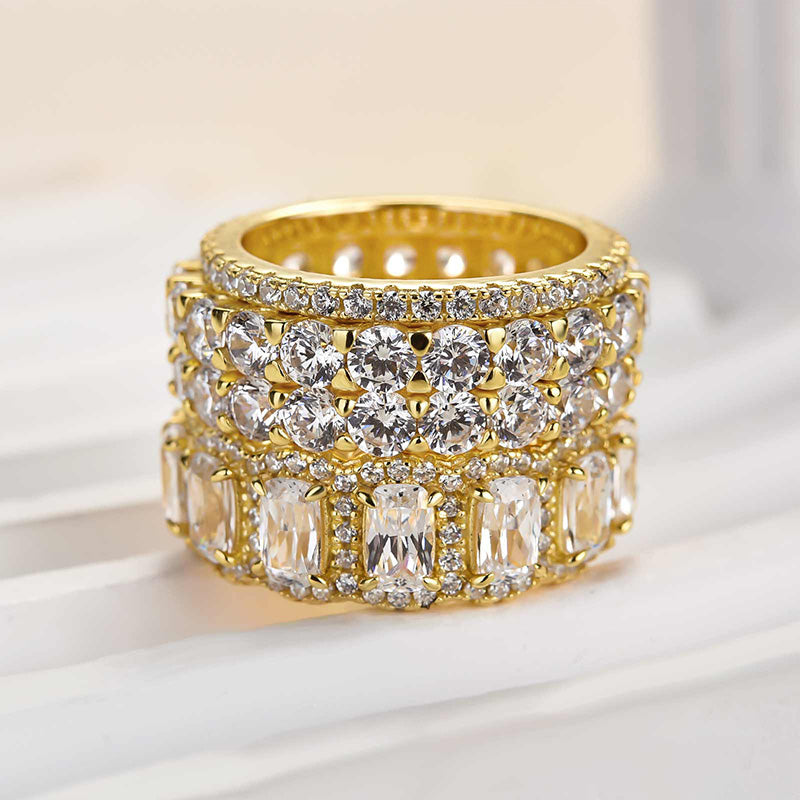Luxurious Cushion Cut 4PC Wedding Band Set For Women In Sterling Silver