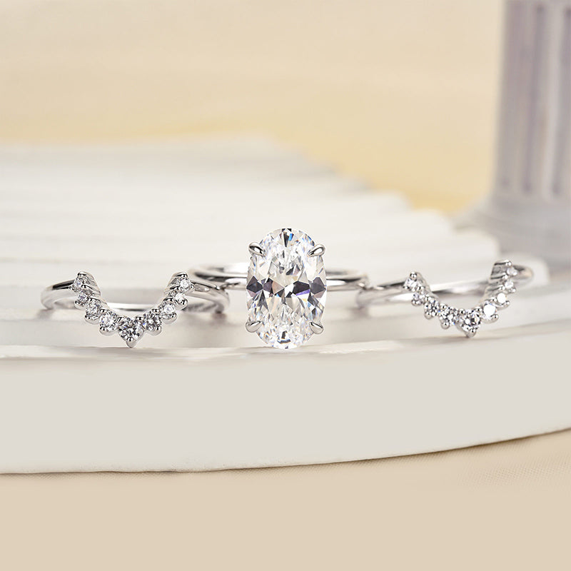 Maxine Attractive Oval Cut 3PC Wedding Ring Set