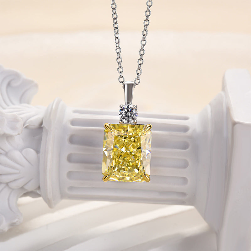8.0Ct Elegant Yellow Sapphire Radiant Cut Pendant Necklace In Sterling Silver