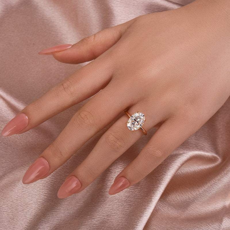 Ahabobo Classic Moissanite 4.0 Carat Oval Cut Engagement Ring